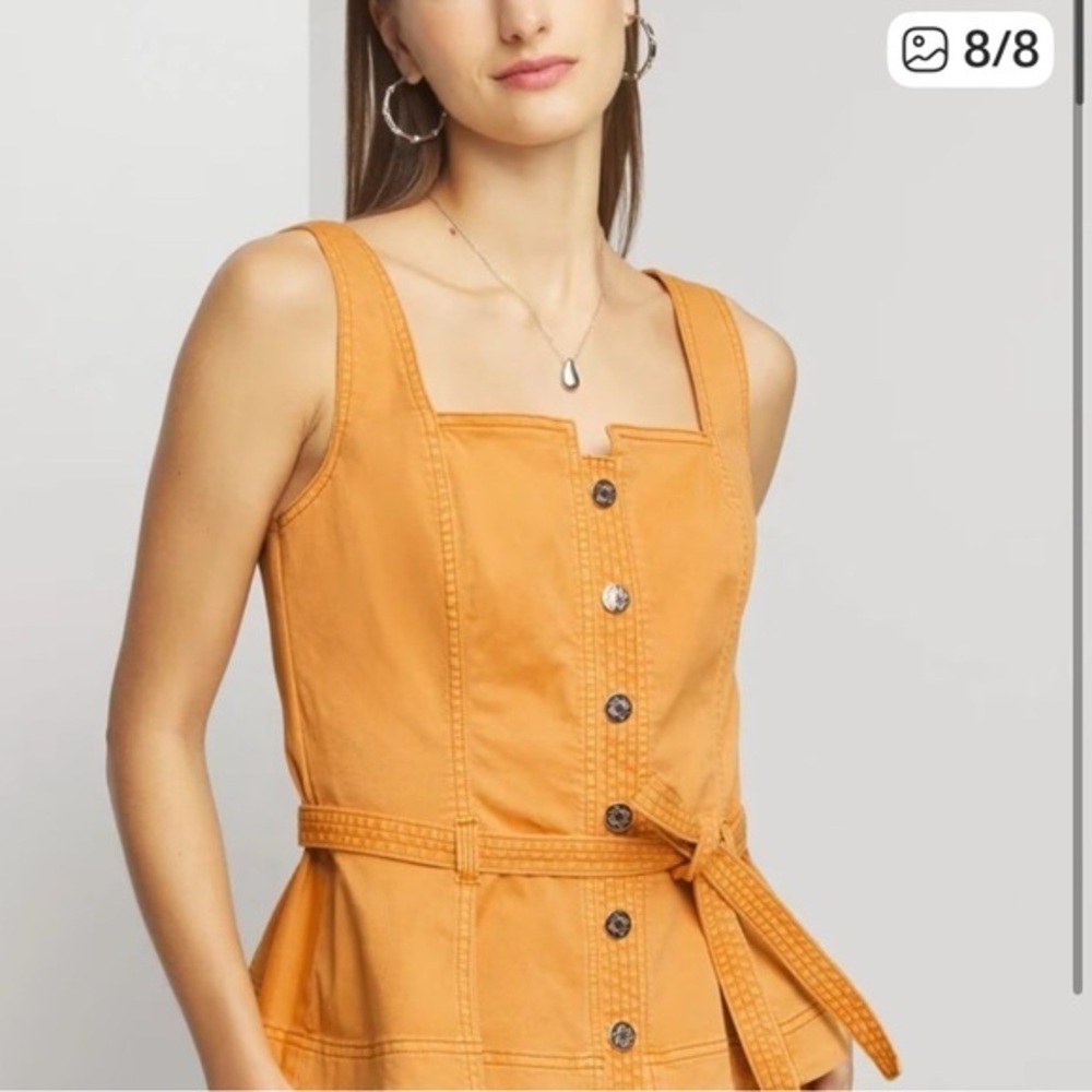 White House Black Market Butterscotch Bustier top with button detail. NWT
